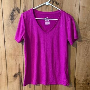 Nike Women's Magenta V-Neck Short Sleeve Tee